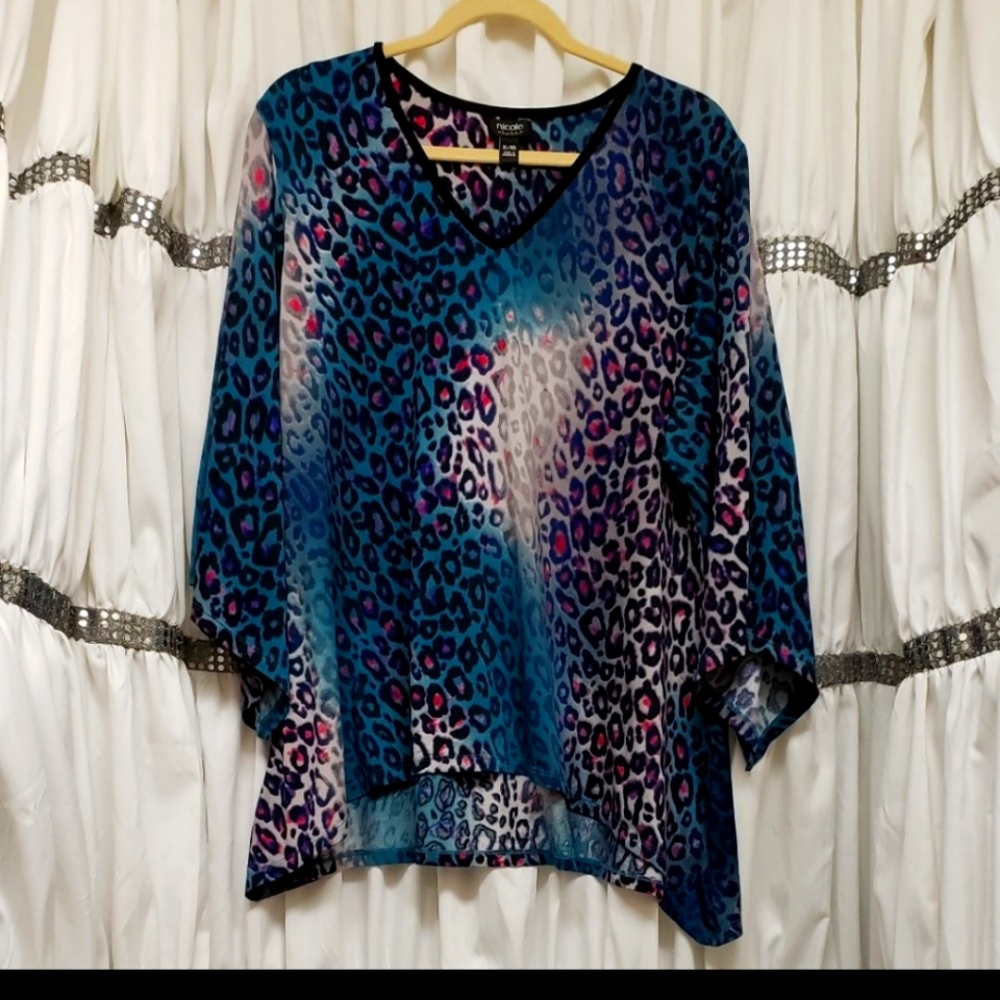 2 for $12 Nicole by Nicole Miller Multi-Color Leopard Blouse